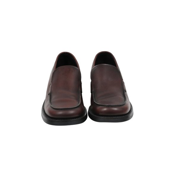 Prada Mens Vintage Penny Loafers Size US7 UK6 Brown Leather Square Toe Slip On - Picture 2 of 11